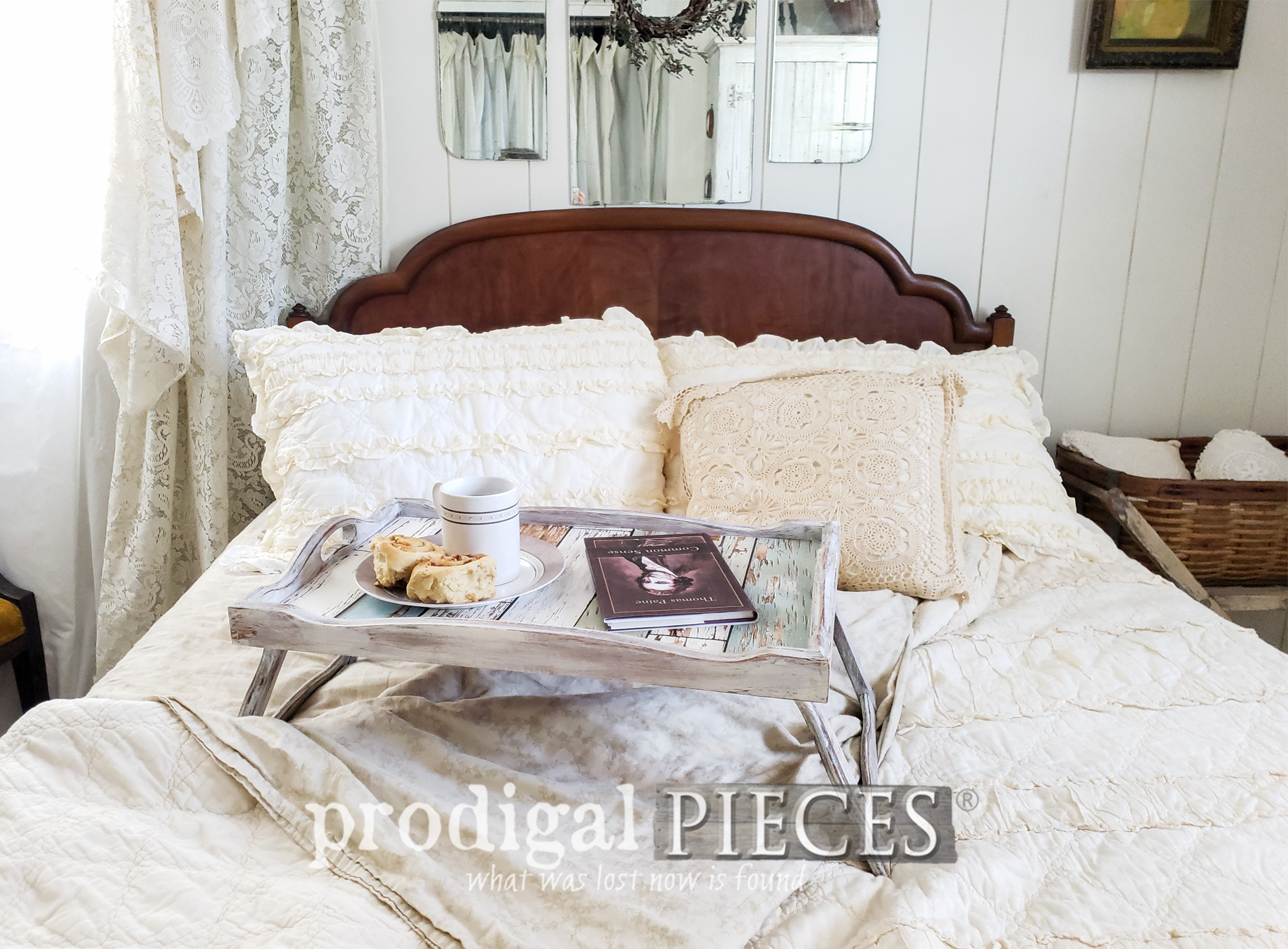 Featured Vintage Bed Tray Makeover into Farmhouse Style by Larissa of Prodigal Pieces | prodigalpieces.com #prodigalpieces #diy #home #handmade #homedecor #vintage #homedecorideas #farmhouse