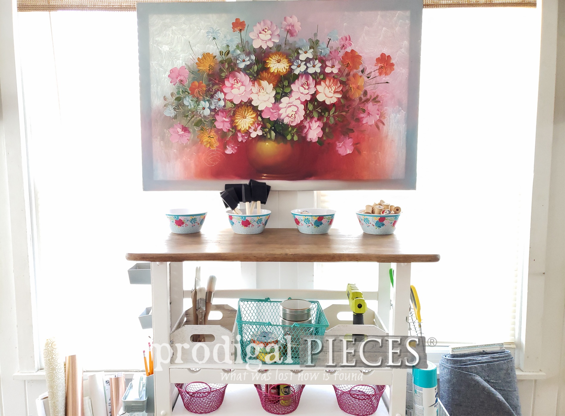 Featured Upcycled Wine Rack Craft Cart by Larissa of Prodigal Pieces | prodigalpieces.com #prodigalpieces #diy #handmade #home #homedecor #crafts