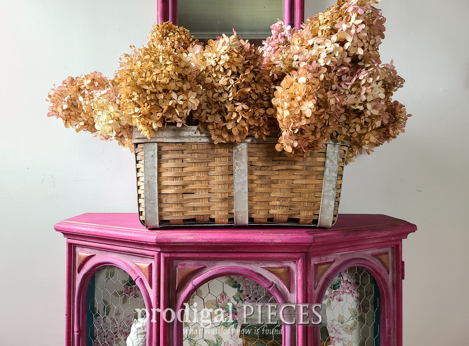 Featured Vintage Curio Cabinet Makeover by Larissa of Prodigal Pieces | prodigalpieces.com #prodigalpieces #vintage #furniture #diy #fuschia #gypsy #boho