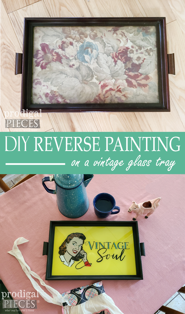 Reverse Painting Tutorial on a Thrifted Tray by Livin' Real with Larissa | livinrealwithlarissa.com #livinrealwithlarissa