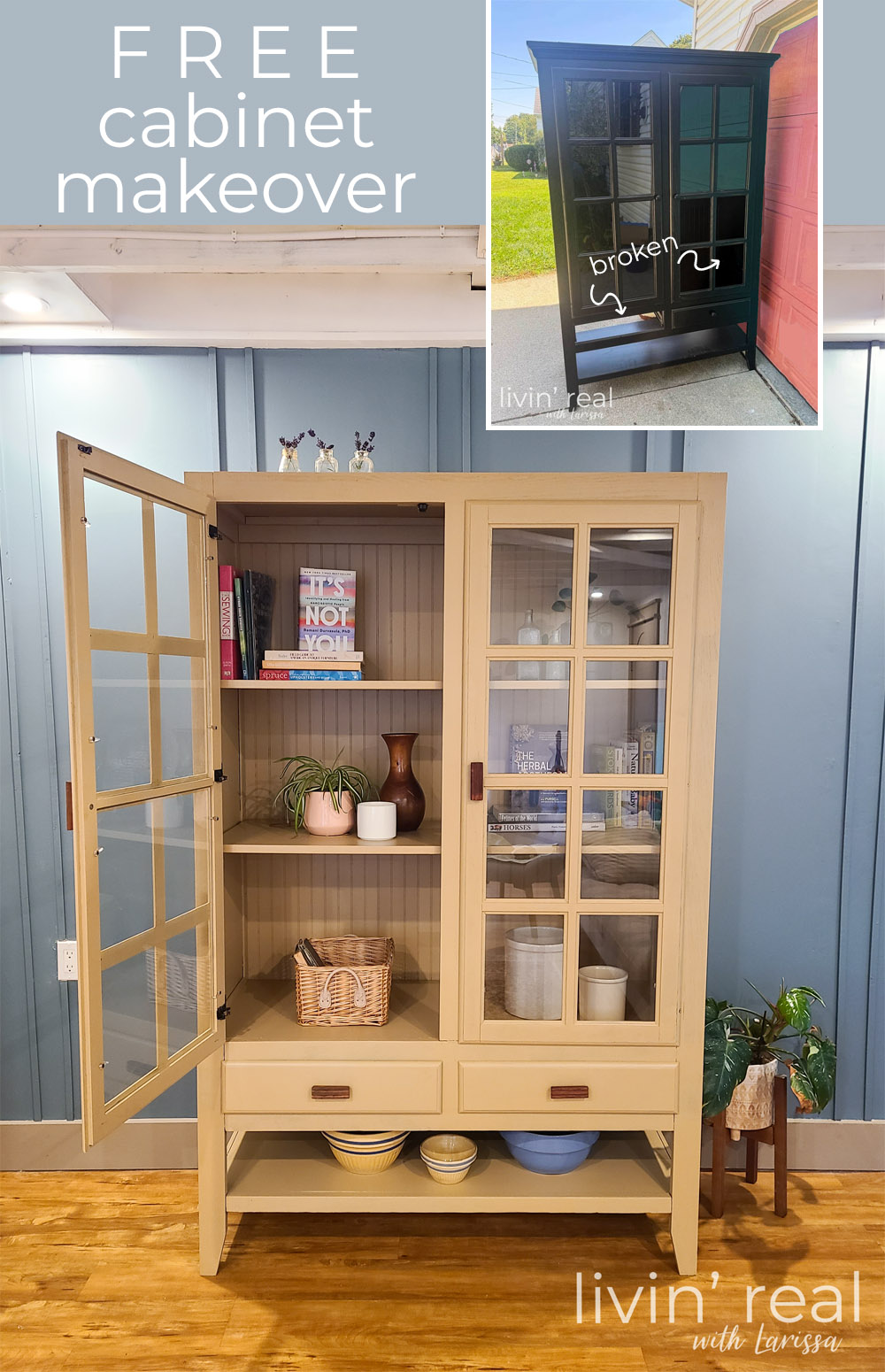 Livin' Real with Larissa Gives a Free Cabinet Makeover to a Broken Piece | livinrealwithlarissa.com #livinrealwithlarissa Livin' Real with Larissa Gives a Free Cabinet Makeover to a Broken Piece | livinrealwithlarissa.com #livinrealwithlarissa