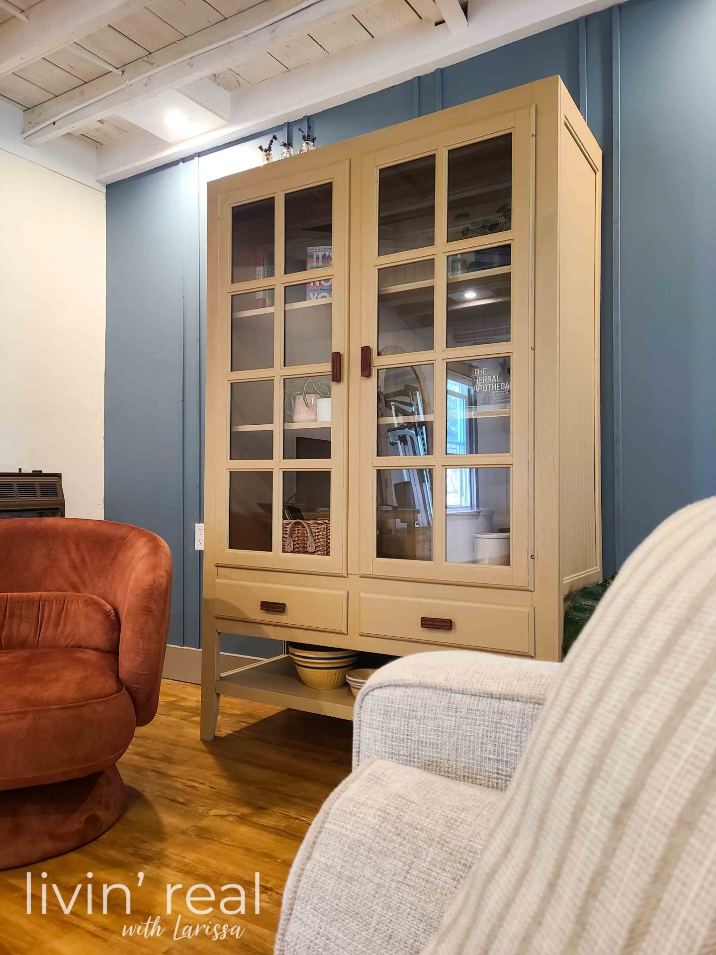Glass Door Painted Free Cabinet for Minimalist Decor by Livin' Real with Larissa | livinrealwithlarissa.com #livinrealwithlarissa Glass Door Painted Free Cabinet for Minimalist Decor by Livin' Real with Larissa | livinrealwithlarissa.com #livinrealwithlarissa